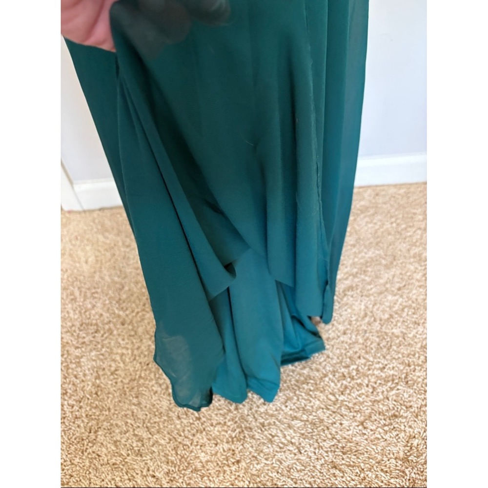 Sexy V Neck‎ A-Line Sequin Evening Dress Gown 3/4 Sleeve Green Size 20 - Picture 6 of 8